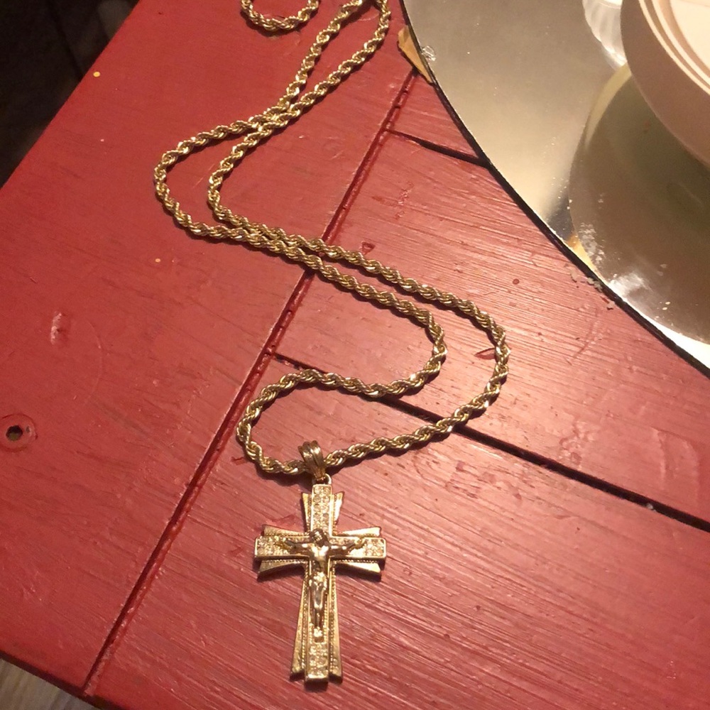 Gold necklace with cross